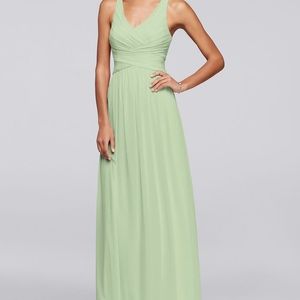 Green floor length bridesmaid dress
